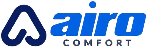 Airo Comfort logo in blue and navy on a plain white background.